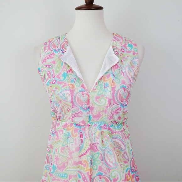 NY & Co Y2K Paisley Mesh Split Neck Top - Picture 2 of 13